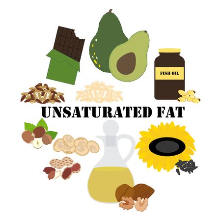 Unsaturated fat nutrient rich food vector illustrationのイラスト素材