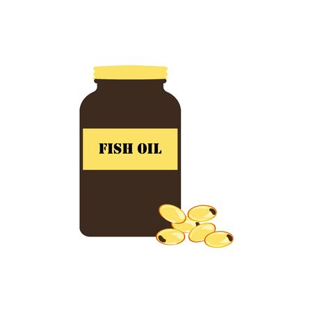 Fish oil pills on the white background. Vector illustrationのイラスト素材