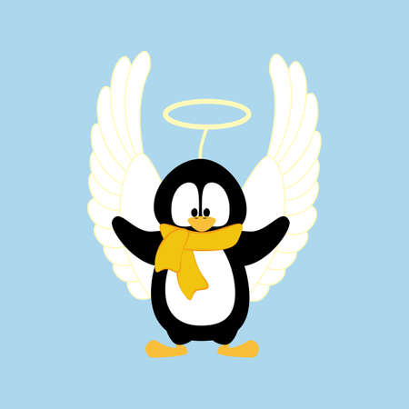 Penguin in angel costume vector illustrationのイラスト素材