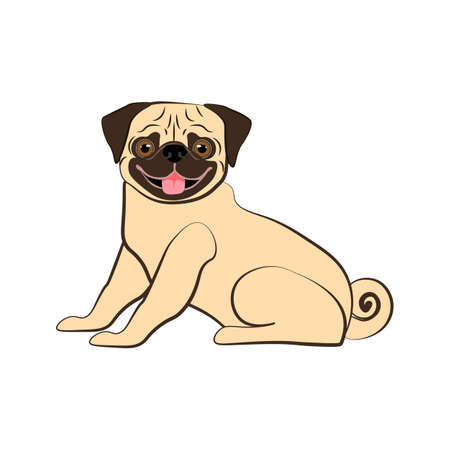 Pug cute funny dog with sad face vector illustrationのイラスト素材