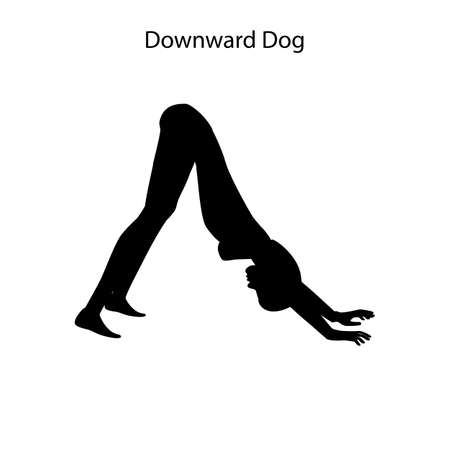 Downward dog yoga workout on the white background. Vector illustrationのイラスト素材
