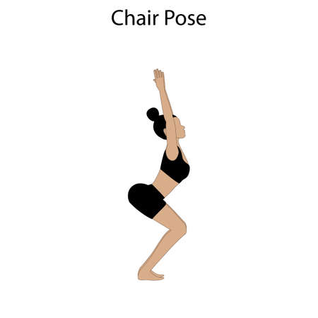 Chair Pose Yoga Workout on the white background. Vector illustrationのイラスト素材