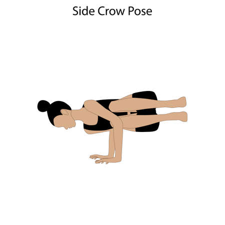 Side crow pose yoga workoutのイラスト素材