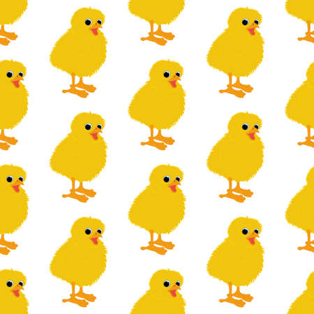 Chick bird vector illustration seamless pattern on the white background. Vector illustrationのイラスト素材