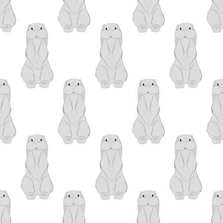 Rabbit vector illustration seamless pattern on the white background.のイラスト素材