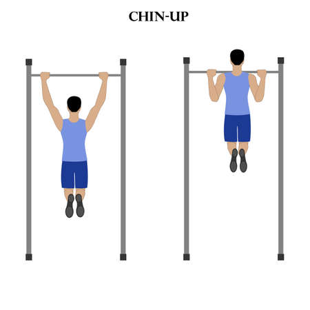 Chin-up exercise workout vector illustration on the white background. Vector illustrationのイラスト素材