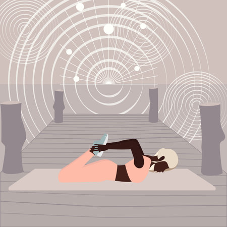 Young woman doing yoga asana. Frog pose