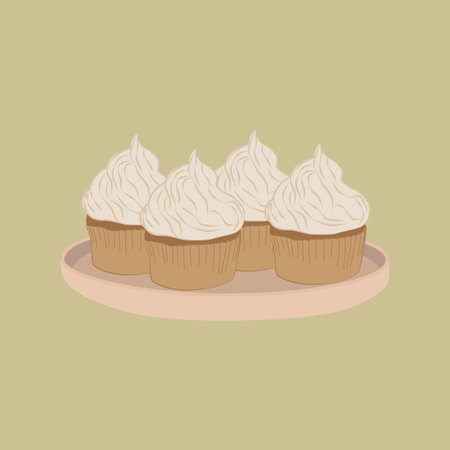 Cupcakes on the plate. Fall season aroma product