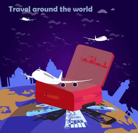 Airlines Travel around the worldのイラスト素材