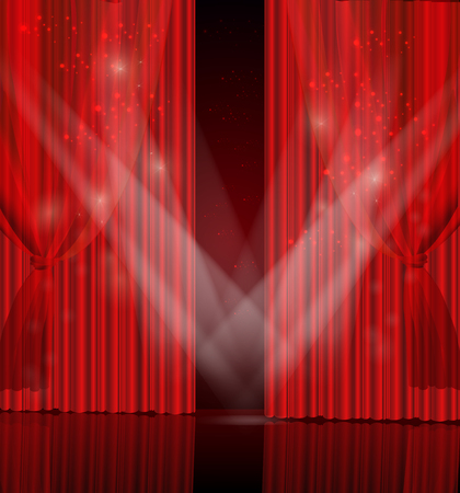 Design composition of velvet curtain and transparent glossy floorのイラスト素材