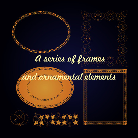 A series of frames and ornamental elements. Vector illustrationのイラスト素材