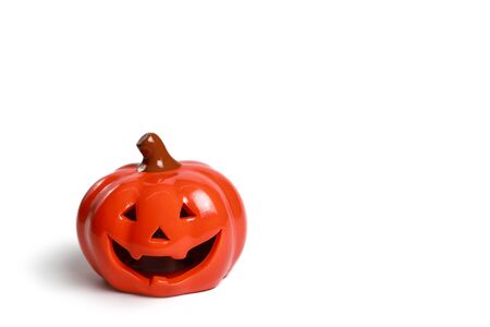halloween pumpkin isolated on white backgroundの写真素材