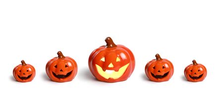 halloween pumpkin isolated on white backgroundの写真素材