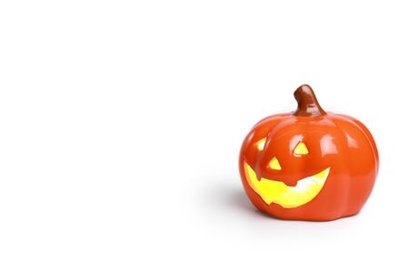 halloween pumpkin isolated on white backgroundの写真素材