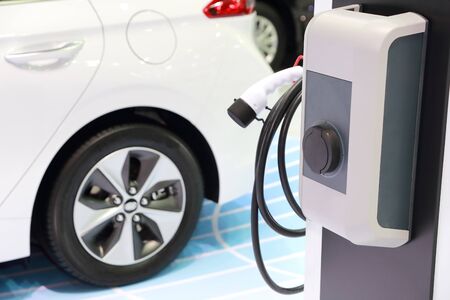 Modern car charging electricの写真素材