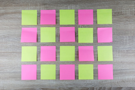 top view post it on wood desk