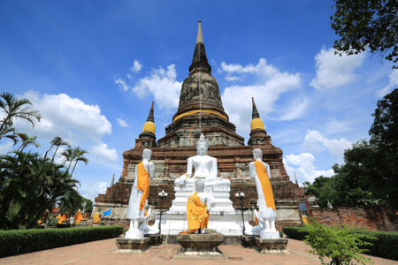 thai ancient temple with blue sky
