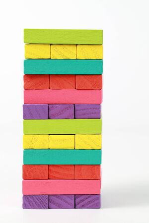 Wooden block stacking, Financial and Business growth concept using as backgroundの写真素材