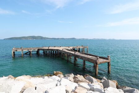 port with blue sky and beautiful sea view in natureの写真素材