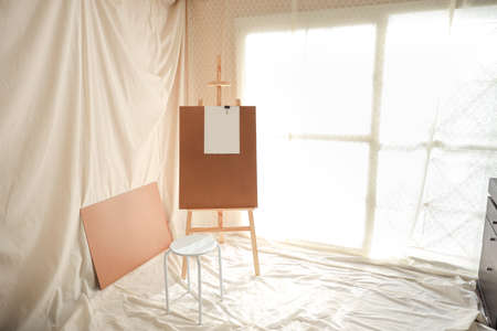 drawing or painting room with soft lightの写真素材