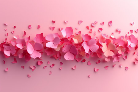 Paper elements or paper cut in shape of heart and love symbol graphic for abstract valentine's day.  Generative Ai.の素材
