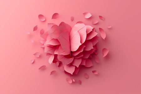 Paper elements or paper cut in shape of heart and love symbol graphic for abstract valentine's day.  Generative Ai.の素材