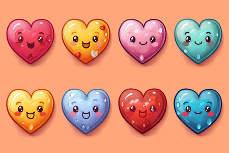 Set of red heard hand drawn and love symbol graphic collection for valentineâs day. Generative aiの素材