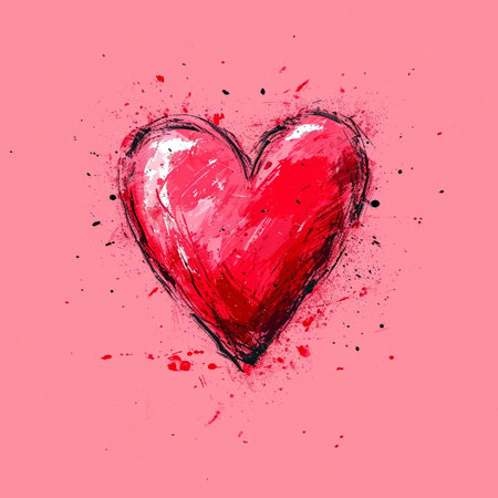 Heart hand drawn and love symbol graphic for valentineâs day.の素材