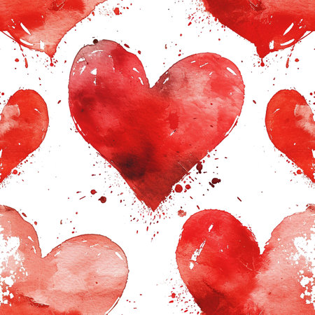 Doodle seamless pattern with hearts from hand drawing for valentineâs day. Set of red heard and love symbol graphic collection. Generative aiの素材