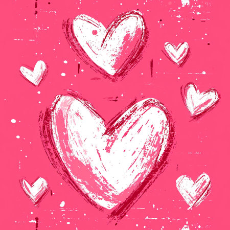 Doodle seamless pattern with hearts from hand drawing for valentineâs day. Set of red heard and love symbol graphic collection. Generative aiの素材