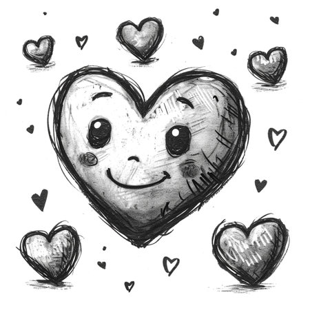 Doodle seamless pattern with hearts from hand drawing for valentineâs day. Set of red heard and love symbol graphic collection. Generative aiの素材
