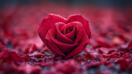 Beautiful red rose of love wallpapers background with glitter, bokeh lights, romantic and charm atmosphere in background. Valentine concept. Generative Aiの素材