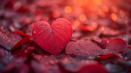 Beautiful red heart of love wallpapers background with glitter, bokeh lights, romantic and charm atmosphere in background. Valentine concept. Generative Aiの素材