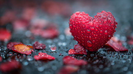 Beautiful red heart of love wallpapers background with glitter, bokeh lights, romantic and charm atmosphere in background. Valentine concept. Generative Aiの素材