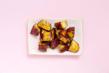 Korean food Mattang is sugar glazed sweet potatoの写真素材