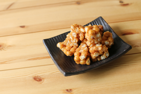 Korean traditional snack, sweet dessert on wooden tableの写真素材