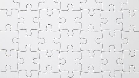 Set of white puzzle pieces pattern backgroundの写真素材