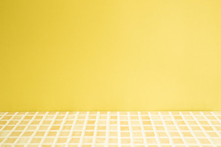 Yellow ceramic mosaic tile table.の写真素材
