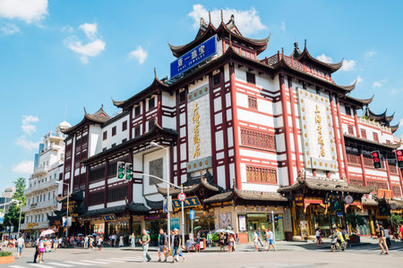 Shanghai, China - August 7, 2016 : Chinese traditional building in Shanghai old street