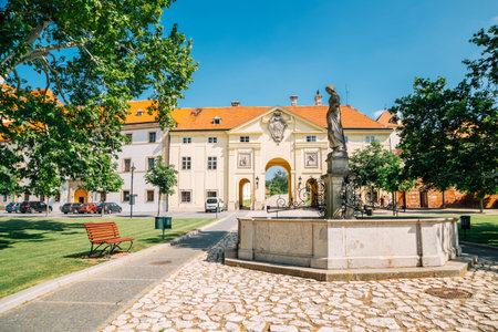 Valtice Palace entrance gate in Valtice, Czech Republicのeditorial素材