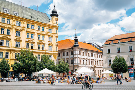 Brno, Czech Republic - June 21, 2019: Old town Freedom Squareのeditorial素材