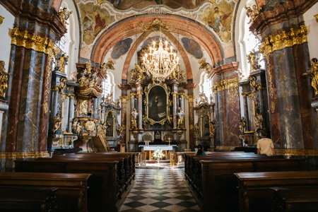 Prague, Czech Republic - August 27, 2016 : Interior of Loreta churchのeditorial素材
