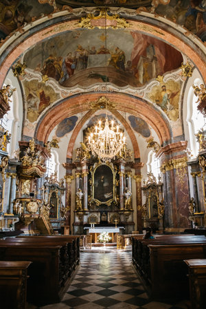 Prague, Czech Republic - August 27, 2016 : Interior of Loreta churchのeditorial素材