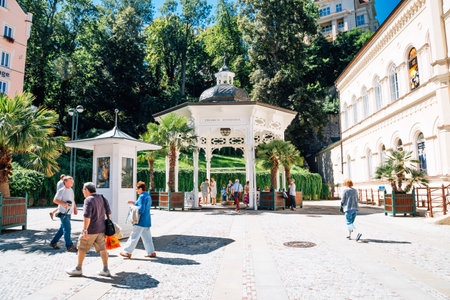 Karlovy Vary, Czech - August 26, 2016 : Mineral spring natural hot springのeditorial素材