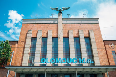 Olomouc, Czech Republic - June 19, 2019: Olomouc Main Railway Stationのeditorial素材