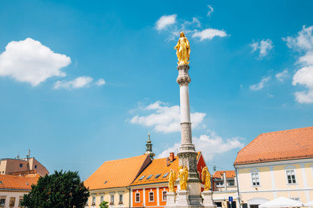 Holy Mary Monument at Zagreb Cathedral square in Zagreb, Croatiaのeditorial素材