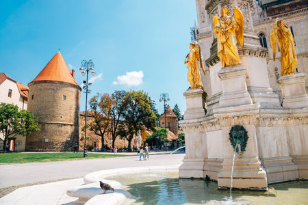 Holy Mary Monument at Zagreb Cathedral square in Zagreb, Croatia
