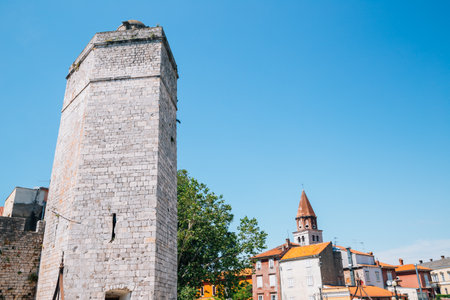 Captain's tower and old buildings in Zadar, Croatiaのeditorial素材