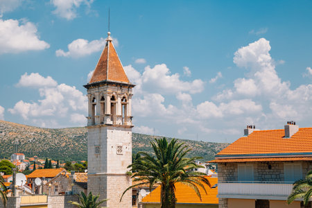St Michael's Church and old town in Trogir, Croatiaのeditorial素材