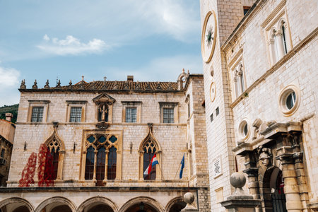 Medieval old town Sponza Palace in Dubrovnik, Croatiaのeditorial素材